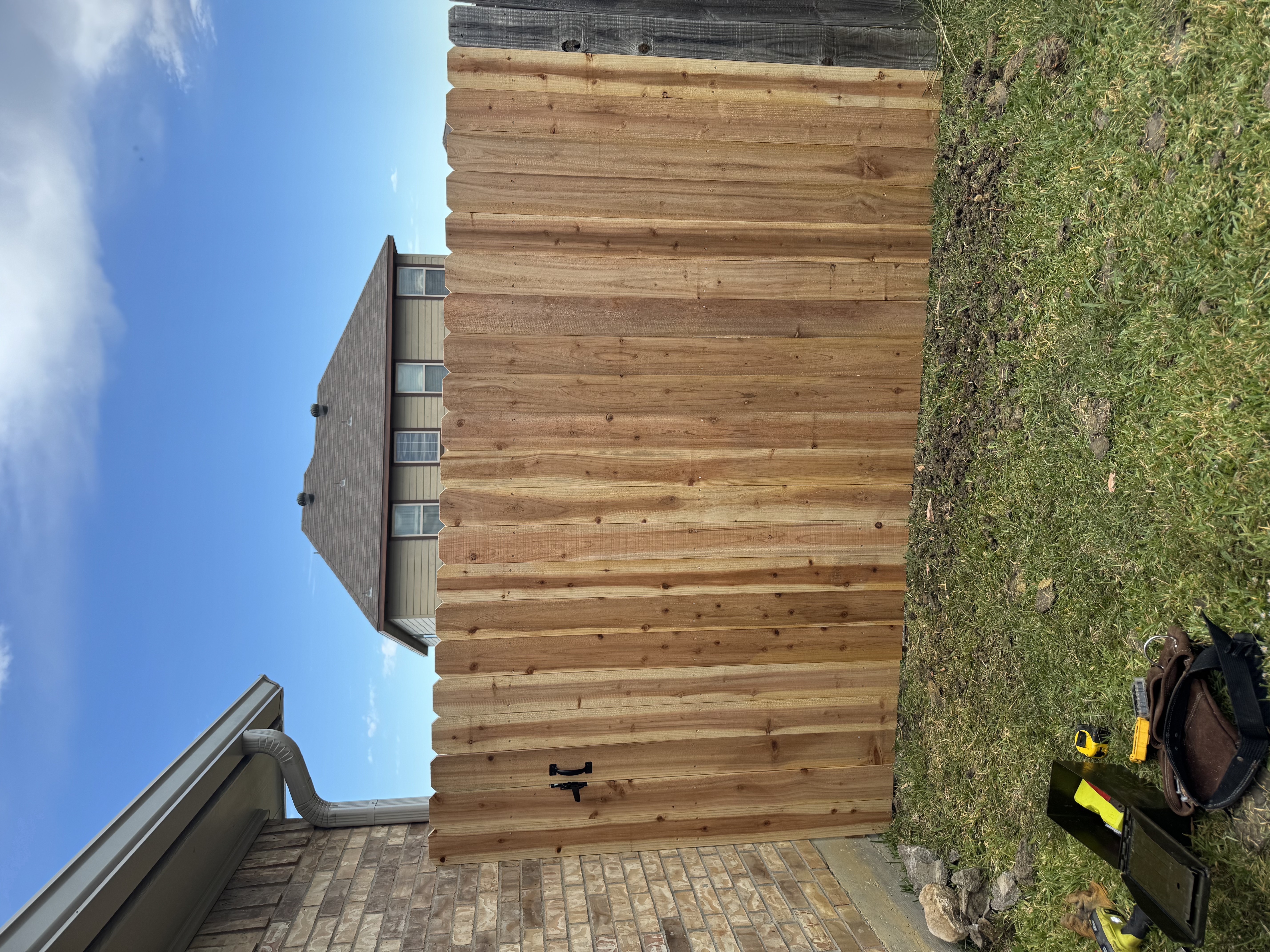 Wood privacy fence with gate